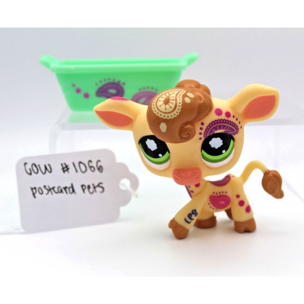 Littlest Pet Shop LPS #1066 Cow Postcard Pets Tub Accessories Authentic Hasbro